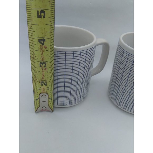 Vtg.set 2 Unmarked Graph Grid Blue Lines Math Phyiscs Mugs - Picture 4 of 16